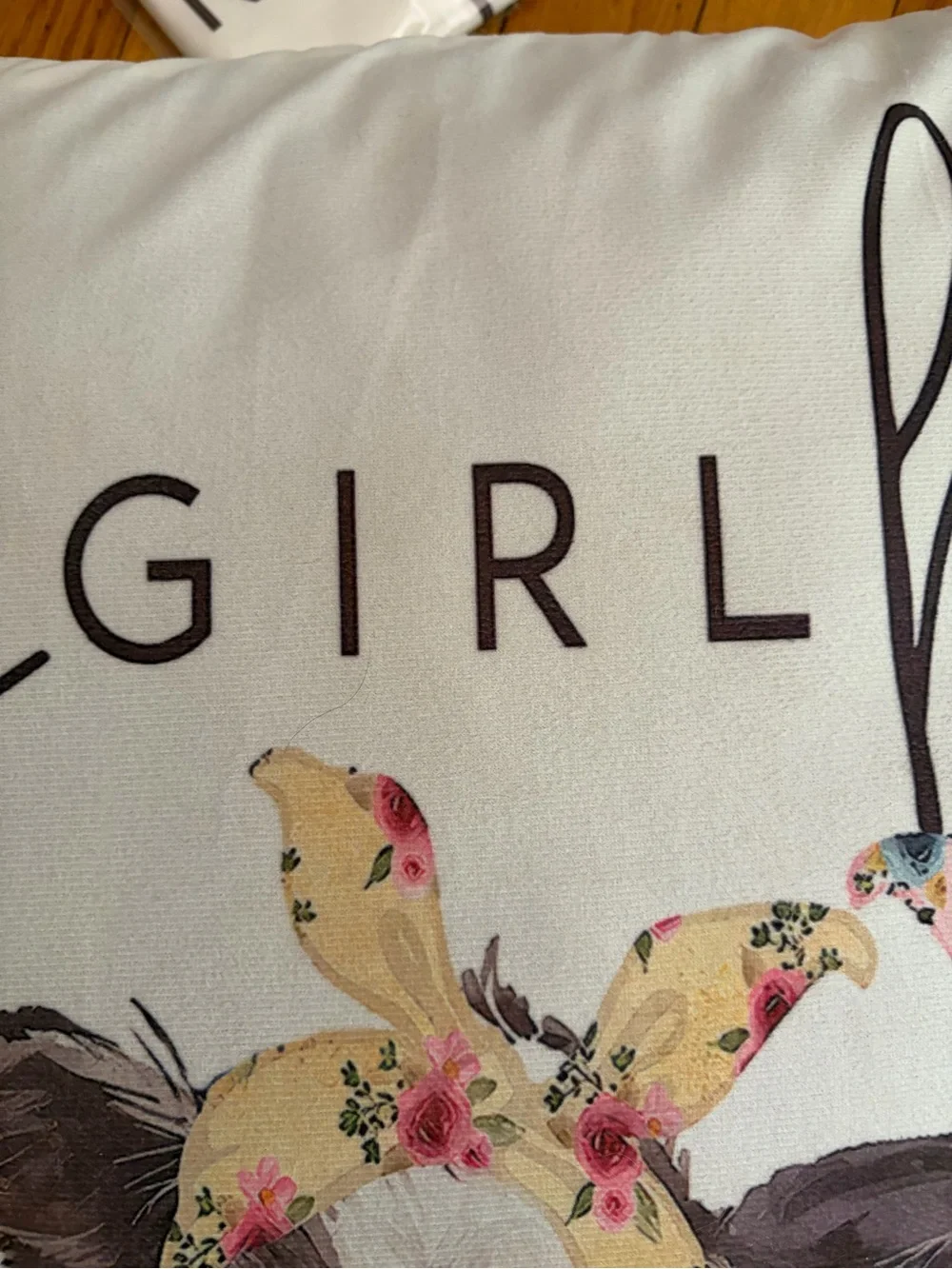 NEW Hay Girl Hay Decorative Cow Throw Pillow Case zipper White Pink Floral